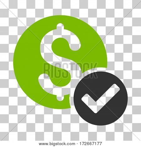 Approved Payment icon. Vector illustration style is flat iconic bicolor symbol eco green and gray colors transparent background. Designed for web and software interfaces.