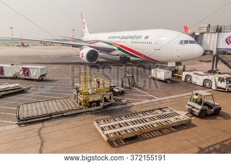 Dhaka, Bangladesh - November 23, 2016: Airplane Of Biman Bangladesh Airlines At Shahjalal Internatio