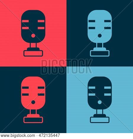 Pop Art Microphone Icon Isolated On Color Background. On Air Radio Mic Microphone. Speaker Sign. Vec