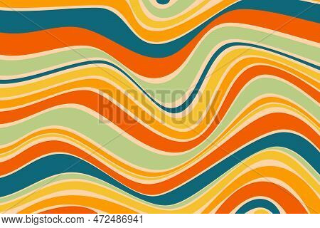 1970s Retro Pattern Groovy Trippy. Wavy Abstract Groovy Background. Seventies Style. Hippie Aestheti