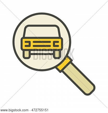 Car Sharing Search Vector Magnifier With Auto Concept Colored Icon Or Sign