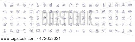 Asian Culture Line Icons Signs Set. Design Collection Of Asian, Culture, Japan, China, India, Rice, 