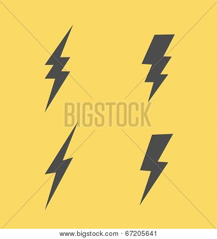 Lightning flat icons set