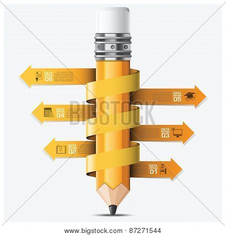 Education And Learning With Spiral Arrow Pencil Step Infographic