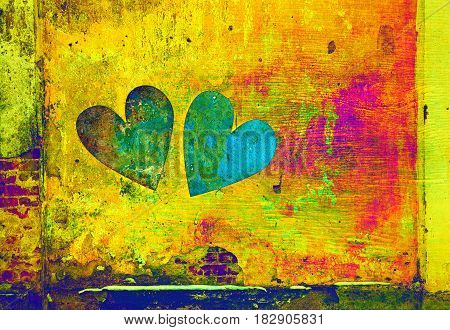 Abstraction of a heart on a bright background. Creative art background. Double exposure - Creative reception