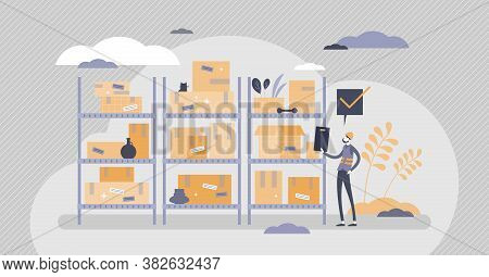 Inventory Management With Goods Demand And Stock Supply Planning Tiny Persons Concept. Distribution 