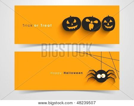 Honlap kísérteties fejlécében vagy Halloween tök és spider bannert.