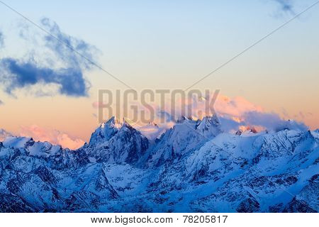 Mountains Landscape Ushba Caucasus In Russia