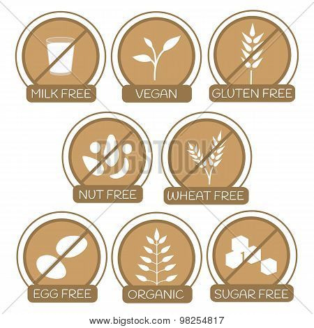 Allergens Free Products Icons.