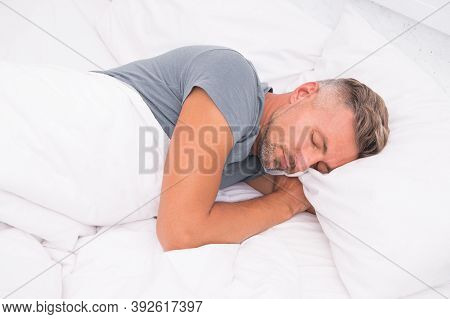 Relaxed Man. Promote Prevention And Management Of Sleep Disorders. World Sleep Day. Benefits Of Good