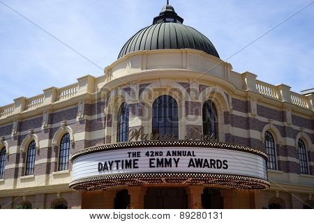 BURBANK - APR 26: Daytime Emmy Awards sign at the 42nd Daytime Emmy Awards Gala at Warner Bros. Studio on April 26, 2015 in Burbank, California