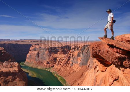 Young Hiker overlooking Grand Canyon