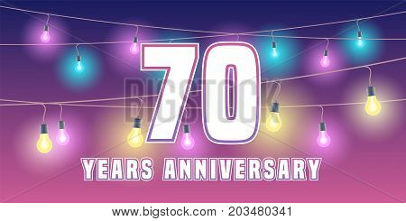 70 years anniversary vector icon, banner. Graphic design element or logo with abstract background for 70th anniversary