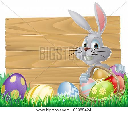 Wooden Sign Easter Bunny