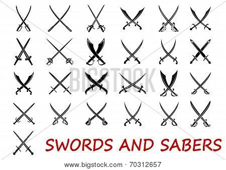 Crossed swords and sabers