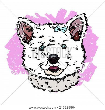 Portrait of a nice little pup like husky. Vector illustration EPS 10.