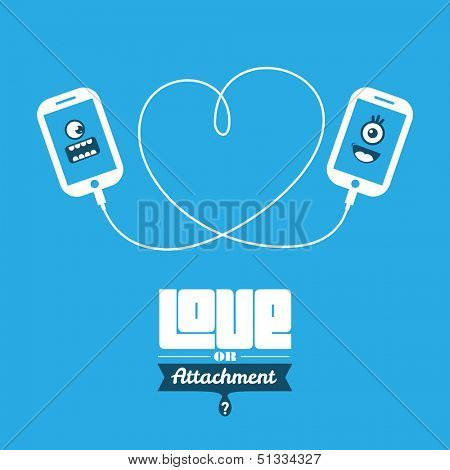 Love or Attachment? Smart phone icon characters.