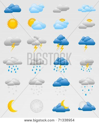 Set of colorful weather icons