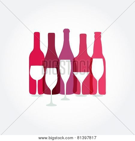 Wine list design templates with wine bottle and glasses.