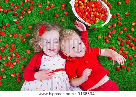 Children Eating Strawberry