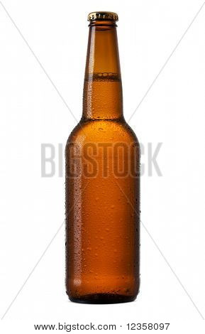 Glass of beer on white background