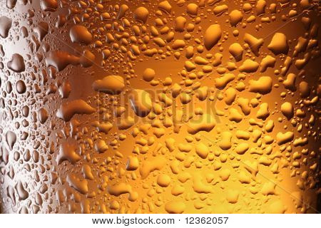 Close up shot of frosty beer glass.