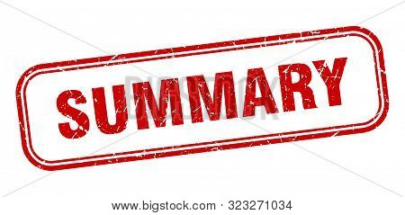 Summary Stamp. Summary Square Grunge Sign. Summary