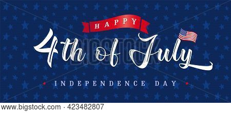 Happy Independence Day Usa Creative Banner. Isolated Abstract Graphic Design Template. Red, Blue, Wh