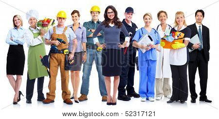 Group of employee people. Business team isolated on white background.