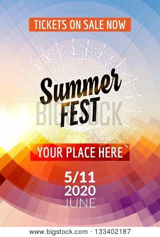 Summer festival flyer design template. Summer poster flyer template colorful design.