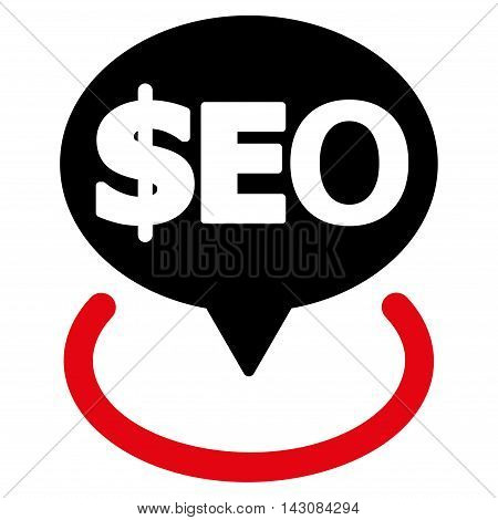 Geotargeting Seo icon. Vector style is bicolor flat iconic symbol with rounded angles, intensive red and black colors, white background.