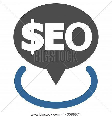 Geotargeting Seo icon. Vector style is bicolor flat iconic symbol with rounded angles, cobalt and gray colors, white background.