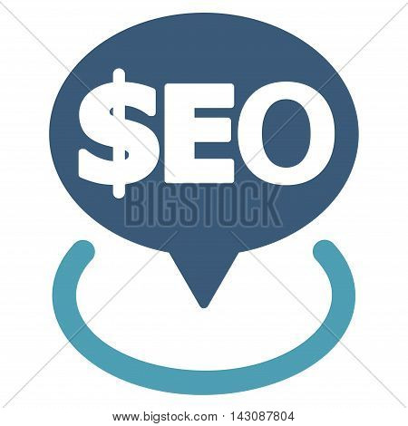 Geotargeting Seo icon. Vector style is bicolor flat iconic symbol with rounded angles, cyan and blue colors, white background.