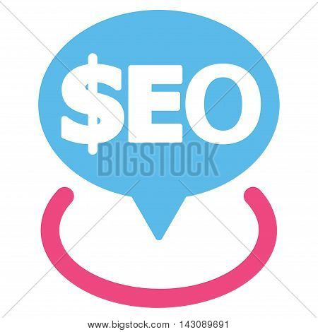 Geotargeting Seo icon. Vector style is bicolor flat iconic symbol with rounded angles, pink and blue colors, white background.