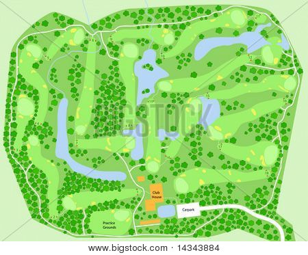 Editable vector map of a generic golf course