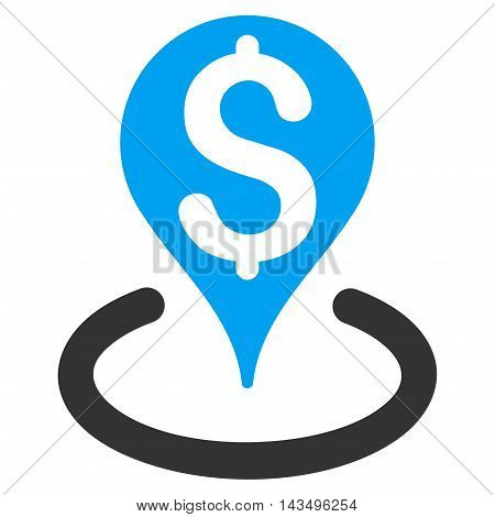 Business Geotargeting icon. Vector style is bicolor flat iconic symbol with rounded angles, blue and gray colors, white background.