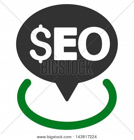 Seo Geotargeting icon. Vector style is bicolor flat iconic symbol with rounded angles, green and gray colors, white background.