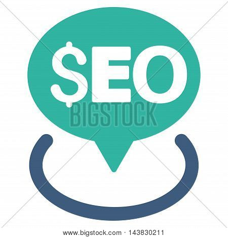 Seo Geotargeting icon. Vector style is bicolor flat iconic symbol with rounded angles, cobalt and cyan colors, white background.