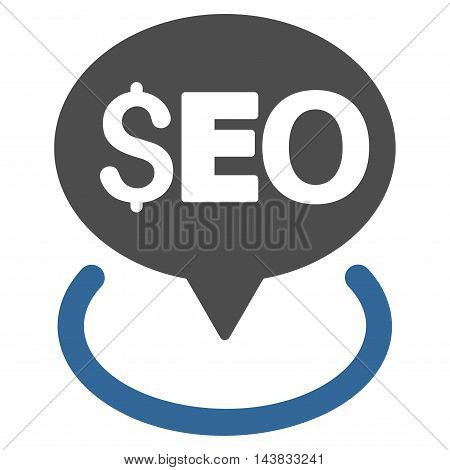 Seo Geotargeting icon. Vector style is bicolor flat iconic symbol with rounded angles, cobalt and gray colors, white background.