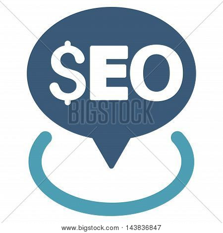 Seo Geotargeting icon. Vector style is bicolor flat iconic symbol with rounded angles, cyan and blue colors, white background.