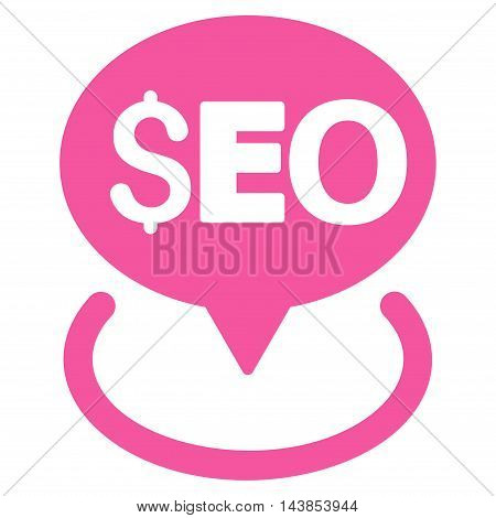 Seo Geotargeting icon. Vector style is flat iconic symbol with rounded angles, pink color, white background.