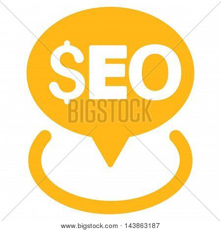 Seo Geotargeting icon. Vector style is flat iconic symbol with rounded angles, yellow color, white background.