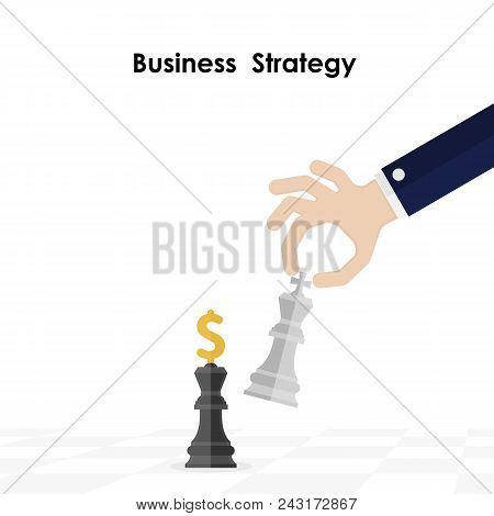 Hands And King Of Chess Symbol With Business And Marketing Strategy.businessman Hand Holding Chess K