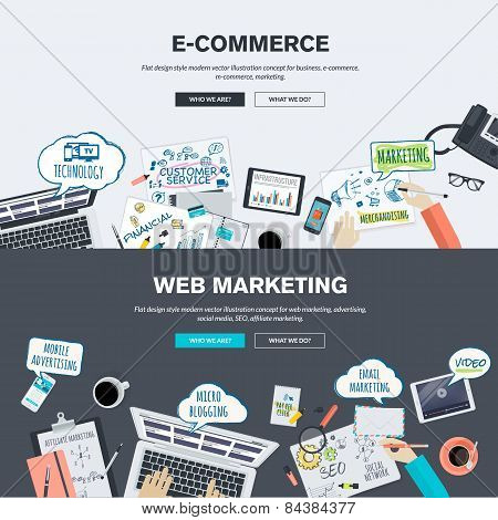 Flat design banners for e-commerce and web marketing