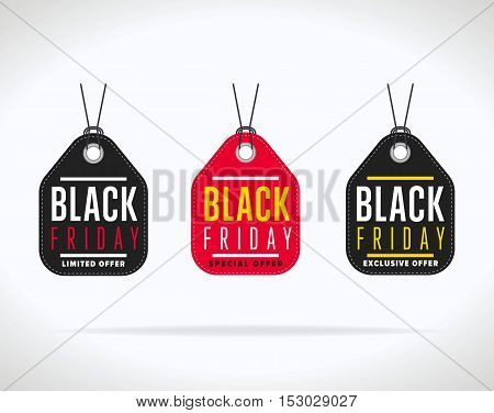 Black Friday sale black sticker vector isolated. Discount or special offer price sign on Black Friday. Sale banner. Promo offer on black friday. Special offer sale sticker. Discount tag on Black Friday. Special offer black friday banner. Black friday sale