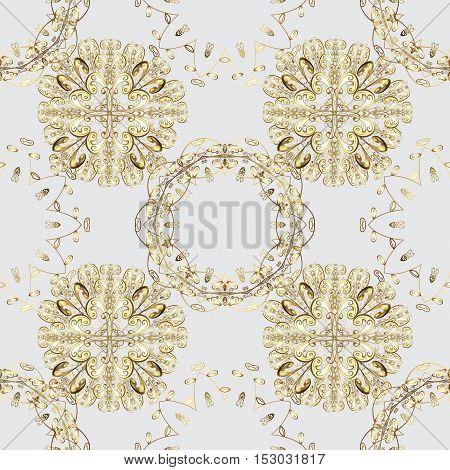 Elegant seamless pattern with floral and Mandala elements. Nice hand-drawn illustration. White background.