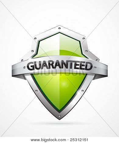 Vector guaranteed shield icon. Green color