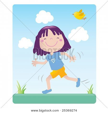 sportive little girl exercising outdoor. Educational vector series- see more in my portfolio