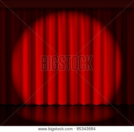 Spotlight on stage curtain