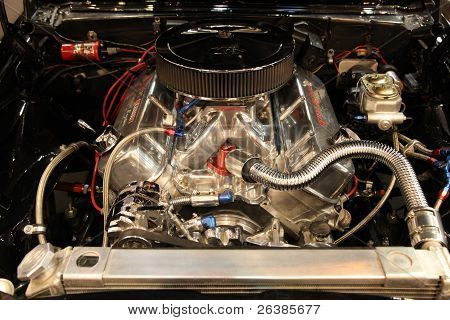 Essen, Germany - Nov 29: V8 Motor Of The Chevrolet Camaro Ss From 1967 Shown At The Essen Motor Show